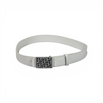 🤍 Dior Leather Belt with Silver Monogram Buckle – 110 cm | Timeless Luxury ✨