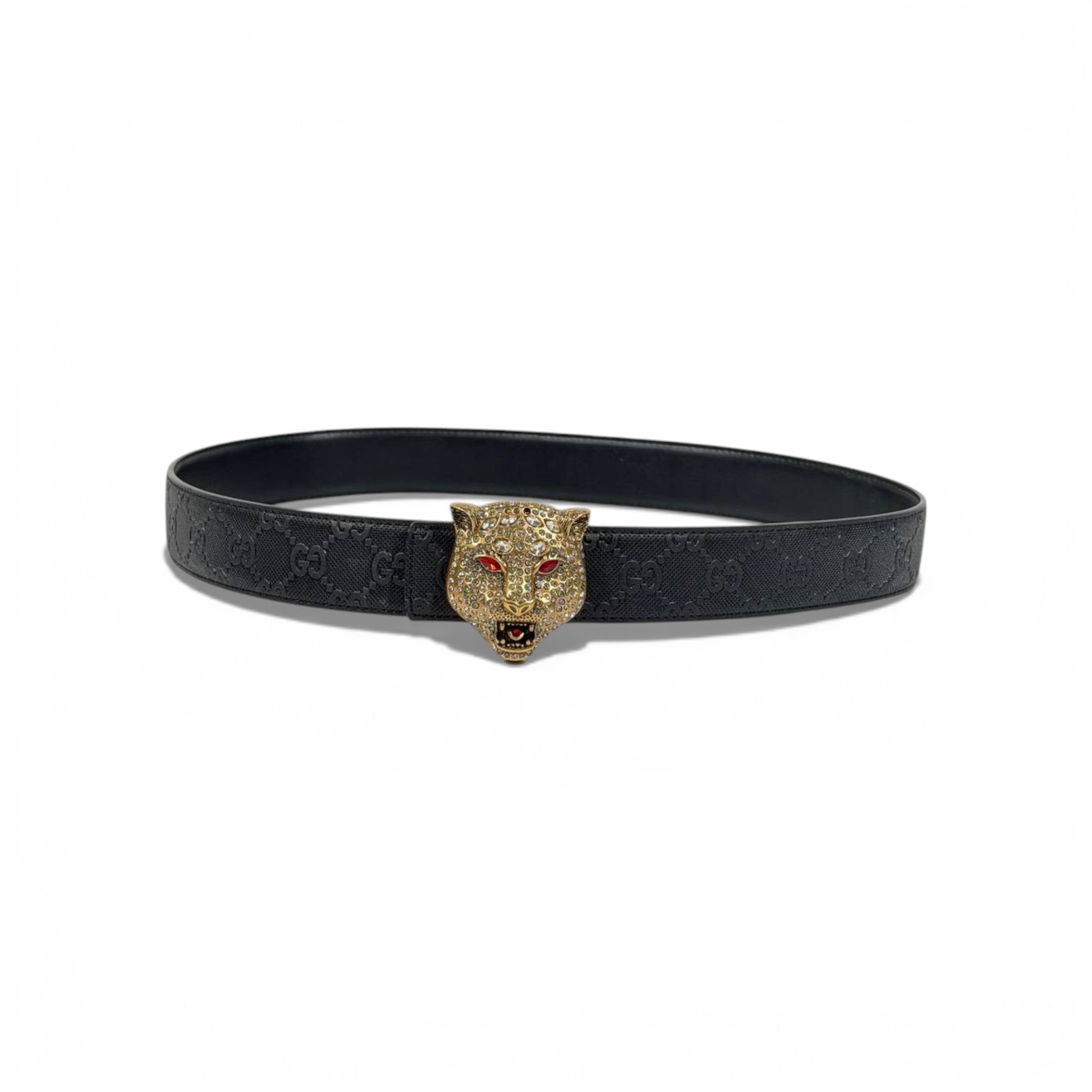 🖤 Gucci GG Supreme Belt with Gold Tiger Head Buckle -125cm| Iconic Statement ✨