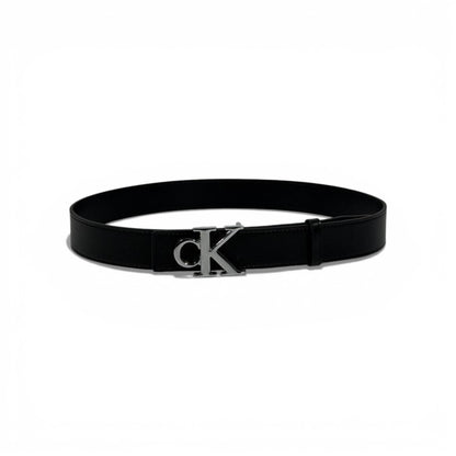 🖤 Calvin Klein Black Leather Belt with Silver CK Buckle-110 | Timeless Minimalism ✨
