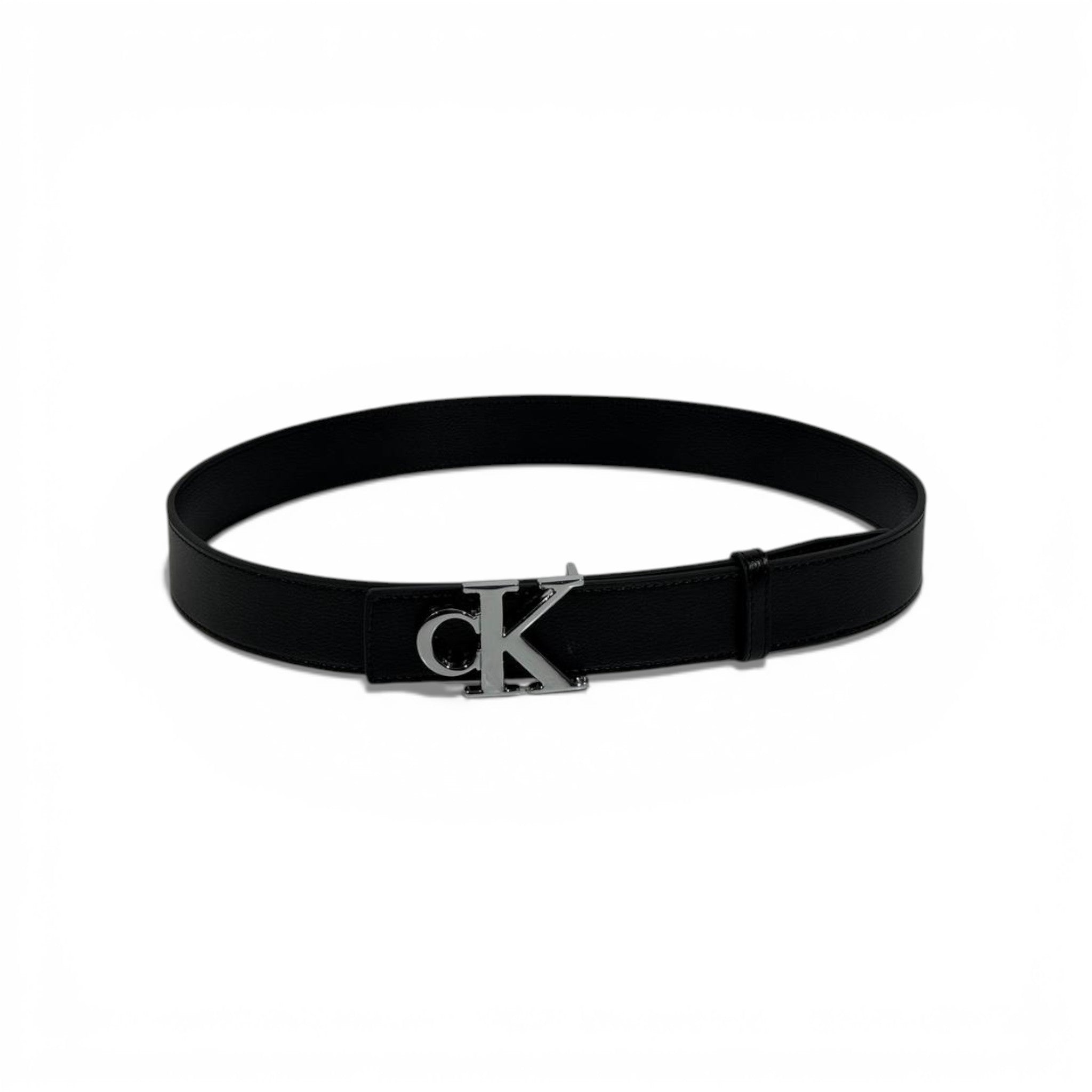 🖤 Calvin Klein Black Leather Belt with Silver CK Buckle-110 | Timeless Minimalism ✨
