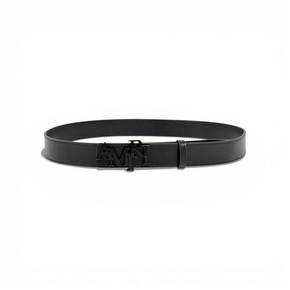 🖤 Amiri Black Leather Belt Matte Logo Buckle – 120cm