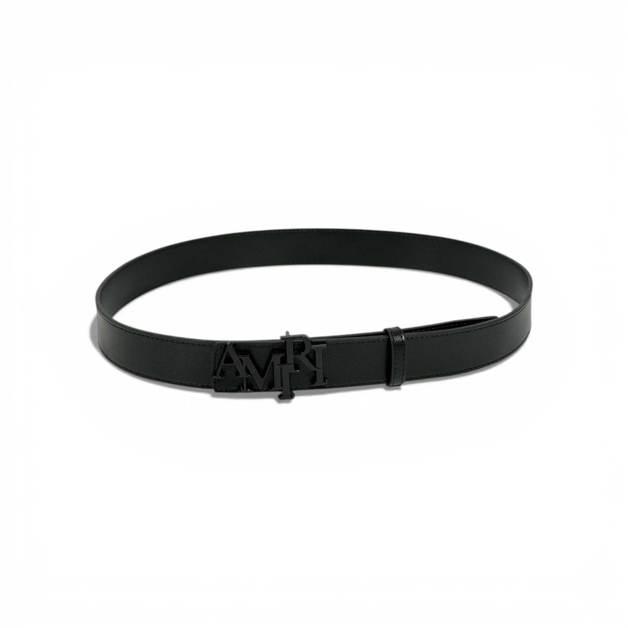 🖤 Amiri Black Leather Belt Matte Logo Buckle – 120cm