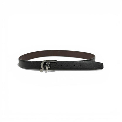 ✨ Salvatore Ferragamo Luxury Black Leather Belt – Silver Buckle | 110cm