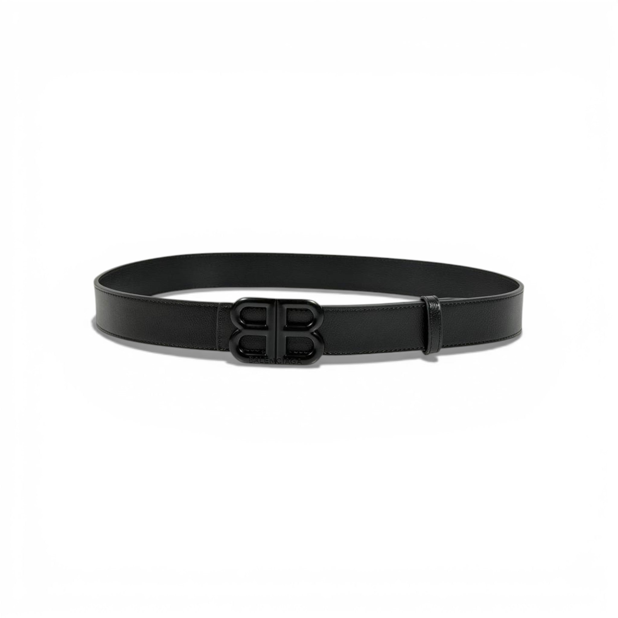 ✨ Balenciaga Black Leather Belt BB Logo Buckle 110cm Luxury Men’s Accessory