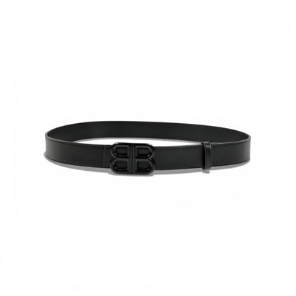 ✨ Balenciaga Black Leather Belt BB Logo Buckle 110cm Luxury Men’s Accessory