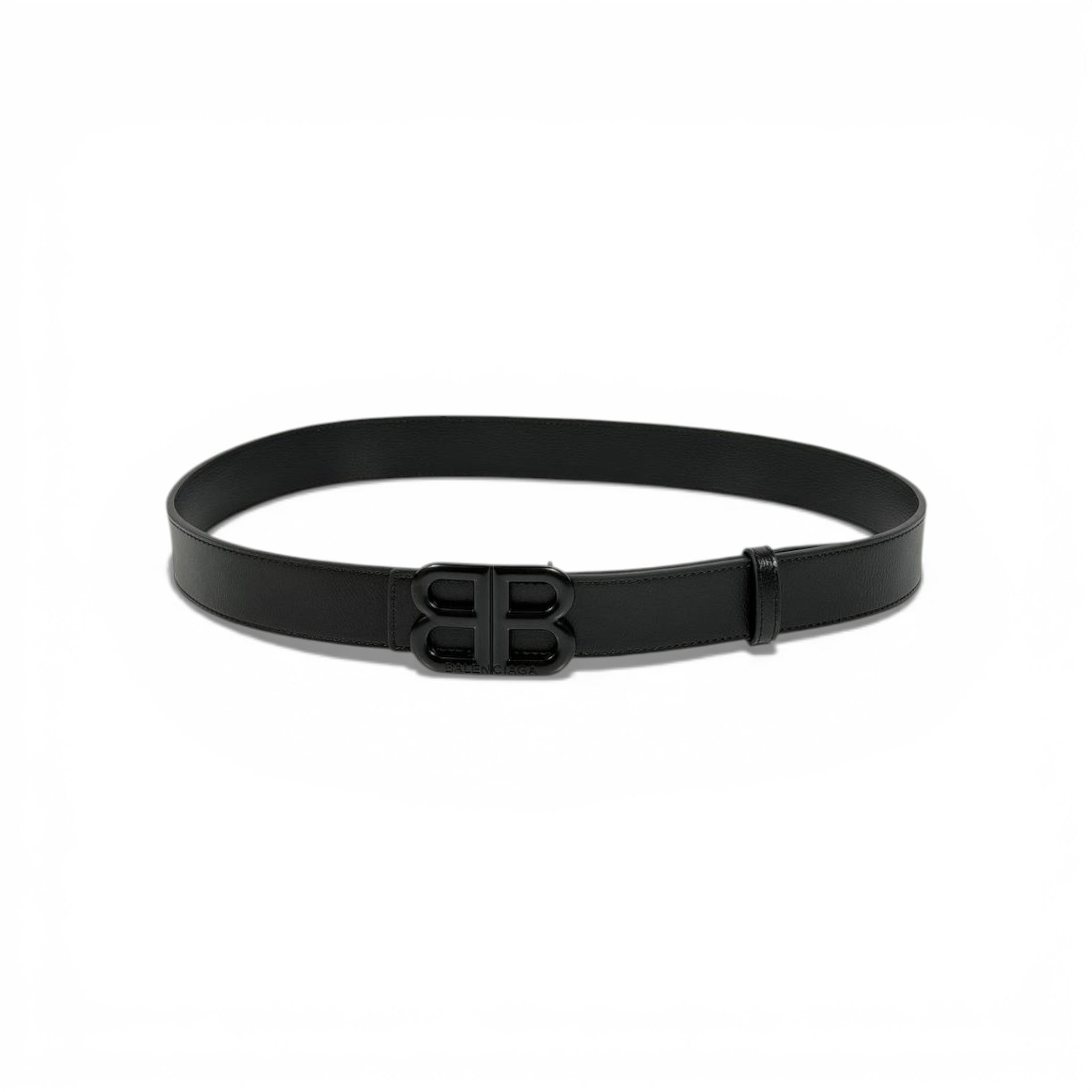 ✨ Balenciaga Black Leather Belt BB Logo Buckle 110cm Luxury Men’s Accessory