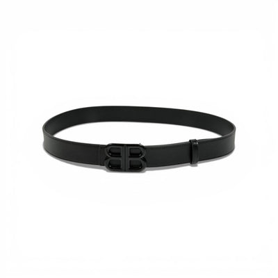 ✨ Balenciaga Black Leather Belt BB Logo Buckle 110cm Luxury Men’s Accessory