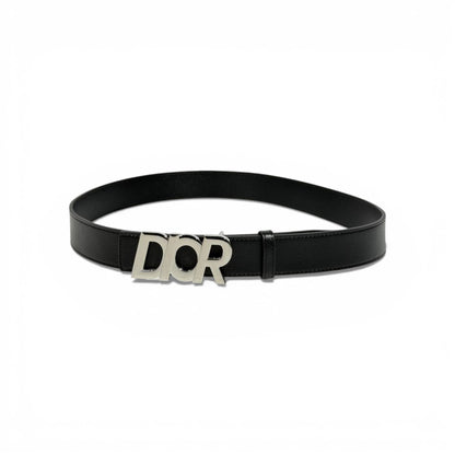 ✨ Dior Black Leather Belt Silver Logo Buckle 120cm Luxury Men’s Accessory