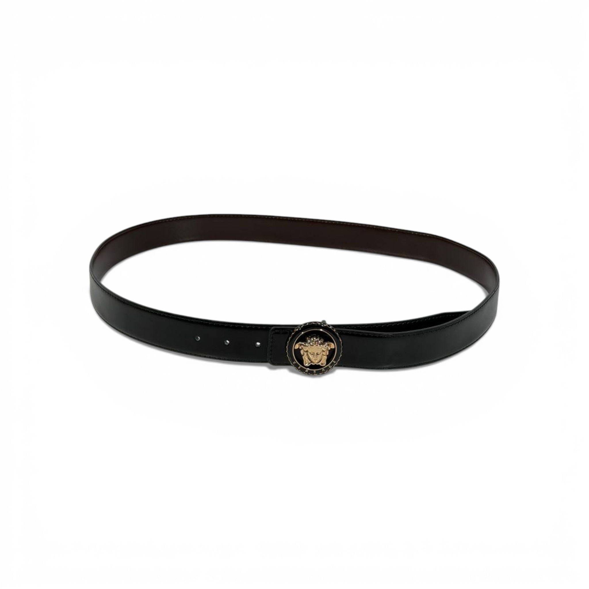 🖤 Versace Black Leather Belt Gold Medusa Head Buckle 130cm Luxury Men’s Belt