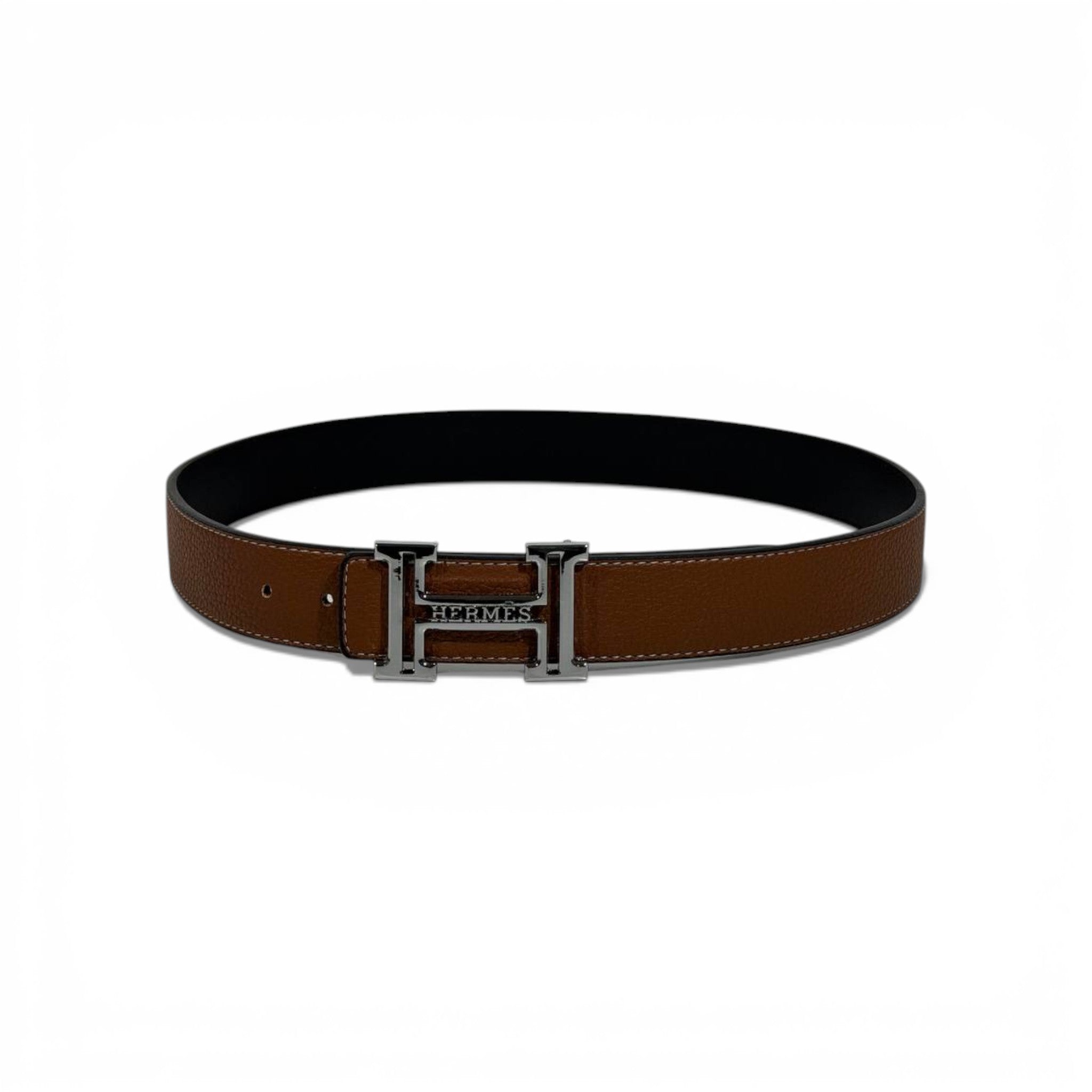 🤎 Hermès Reversible Leather Belt Brown & Black Silver H Buckle 115cm Luxury Men’s Belt