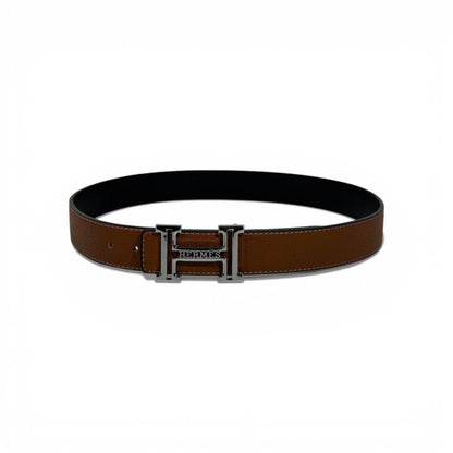 🤎 Hermès Reversible Leather Belt Brown & Black Silver H Buckle 115cm Luxury Men’s Belt