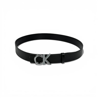 🖤 Calvin Klein Black Leather Belt Silver CK Buckle  Men’s Luxury Belt