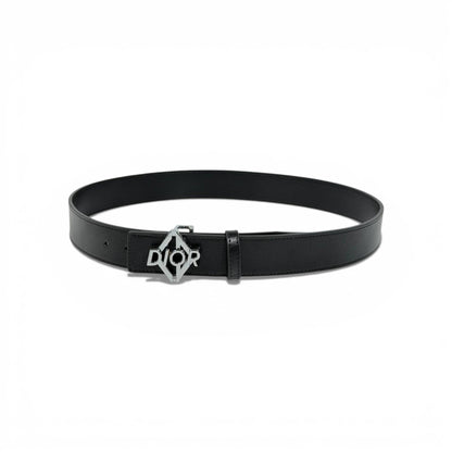 🖤 Dior Black Leather Belt Silver Logo Buckle 110cm Luxury Men’s Belt