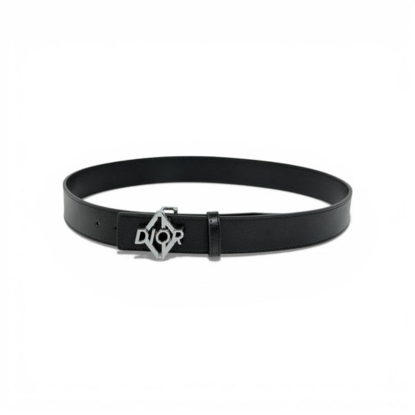 🖤 Dior Black Leather Belt Silver Logo Buckle 110cm Luxury Men’s Belt