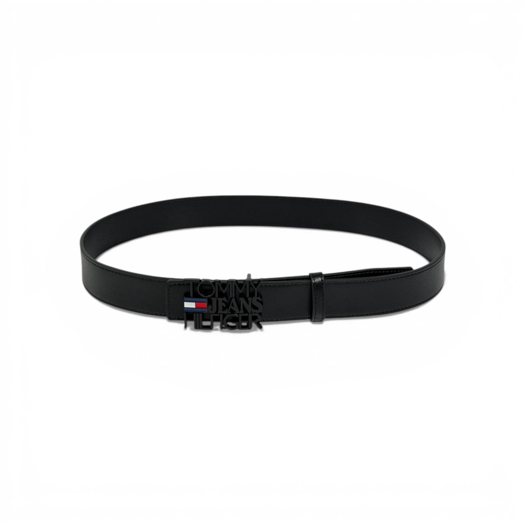 🖤 Tommy Hilfiger Tommy Jeans Black Leather Belt Logo Buckle 115cm | Men’s Designer Belt