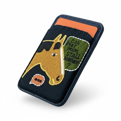 Hermès Dog Embroidered Magnetic Phone Card Holder – Luxury Stick-On Wallet Case 🐶📱✨