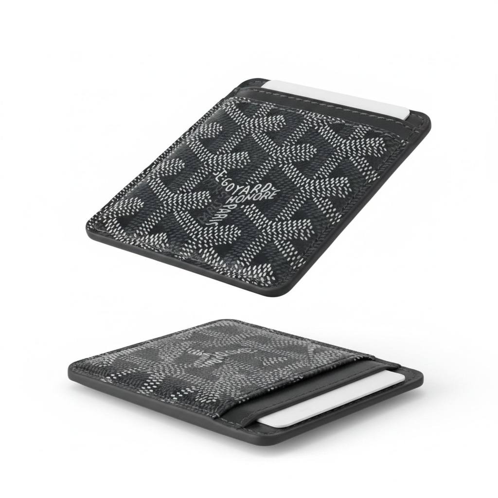Goyard Black Slim Phone Card Holder – Luxury Magnetic Stick-On Wallet 🖤📱✨