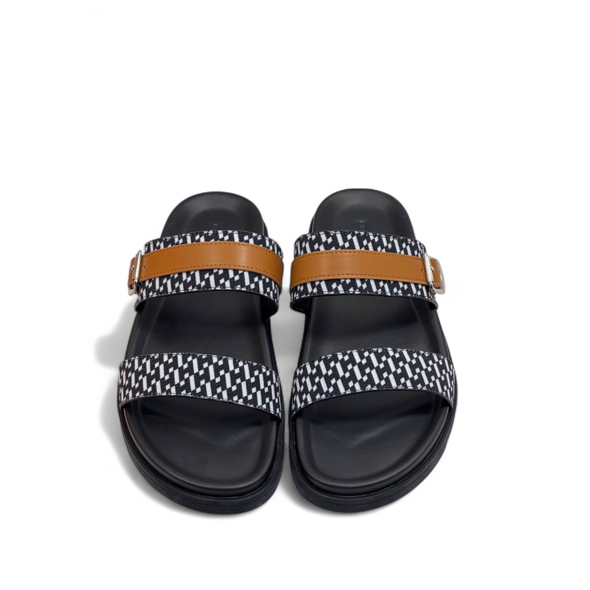 Hermès Men's Double Strap Sandals – Black & Tan Elegance 🖤🟤