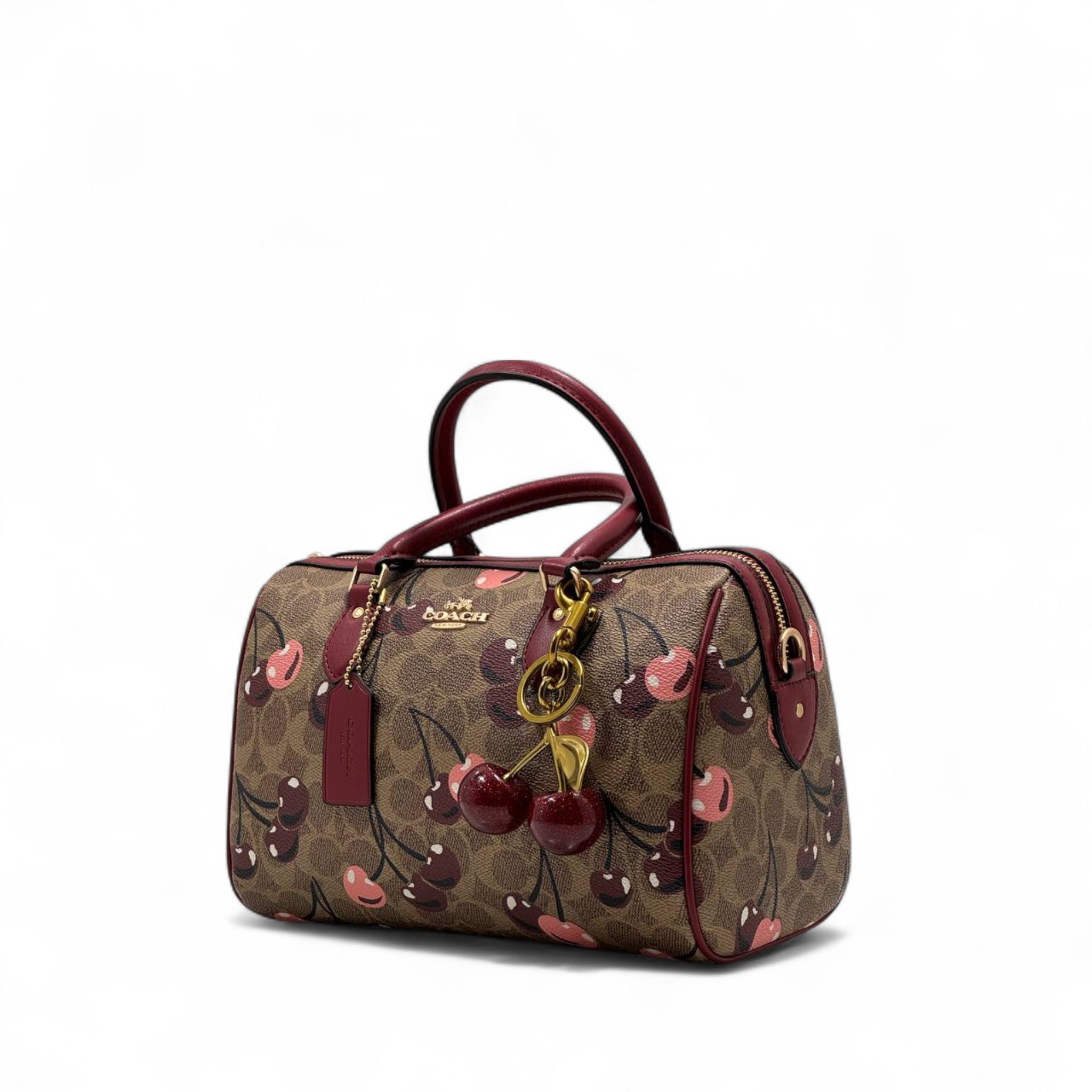 Coach Cherry Print Satchel with Charm – Signature Style 🍒✨
