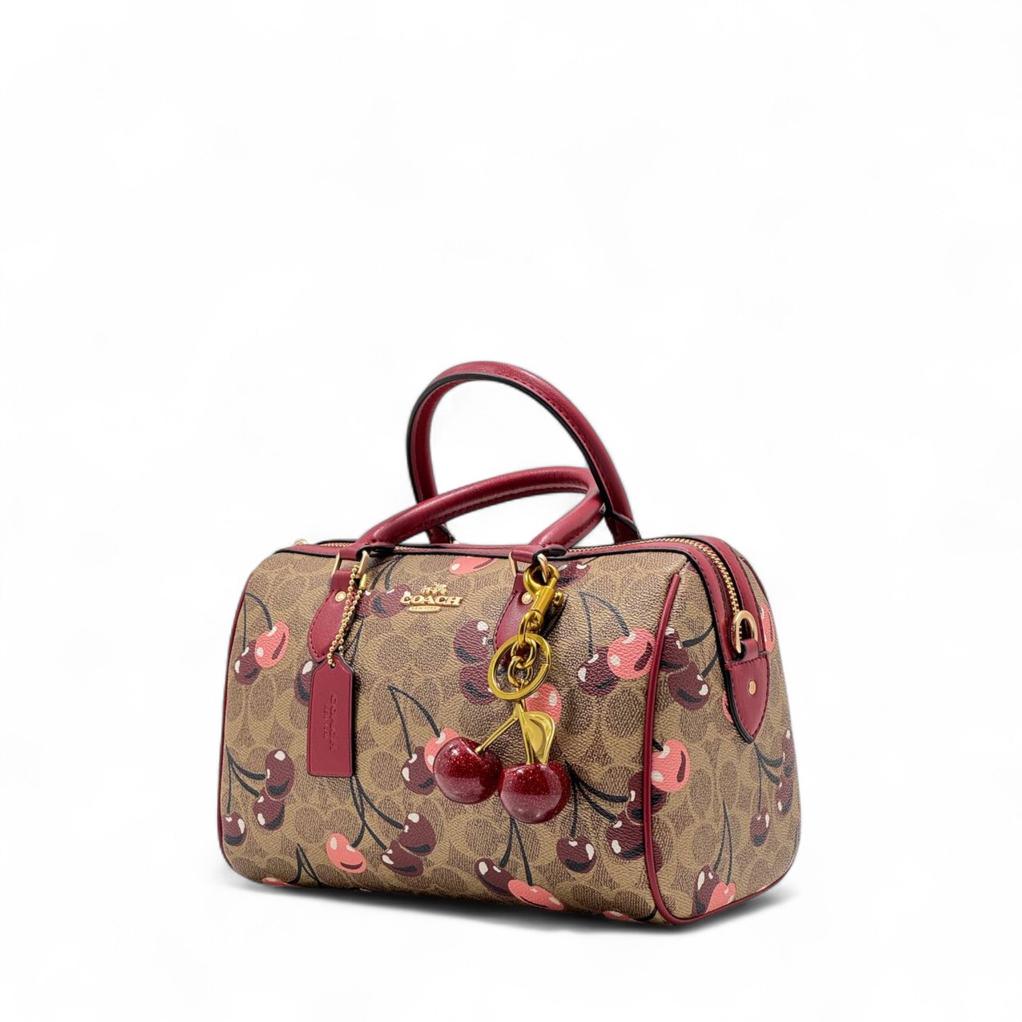Coach Cherry Print Satchel with Charm – Signature Style 🍒✨
