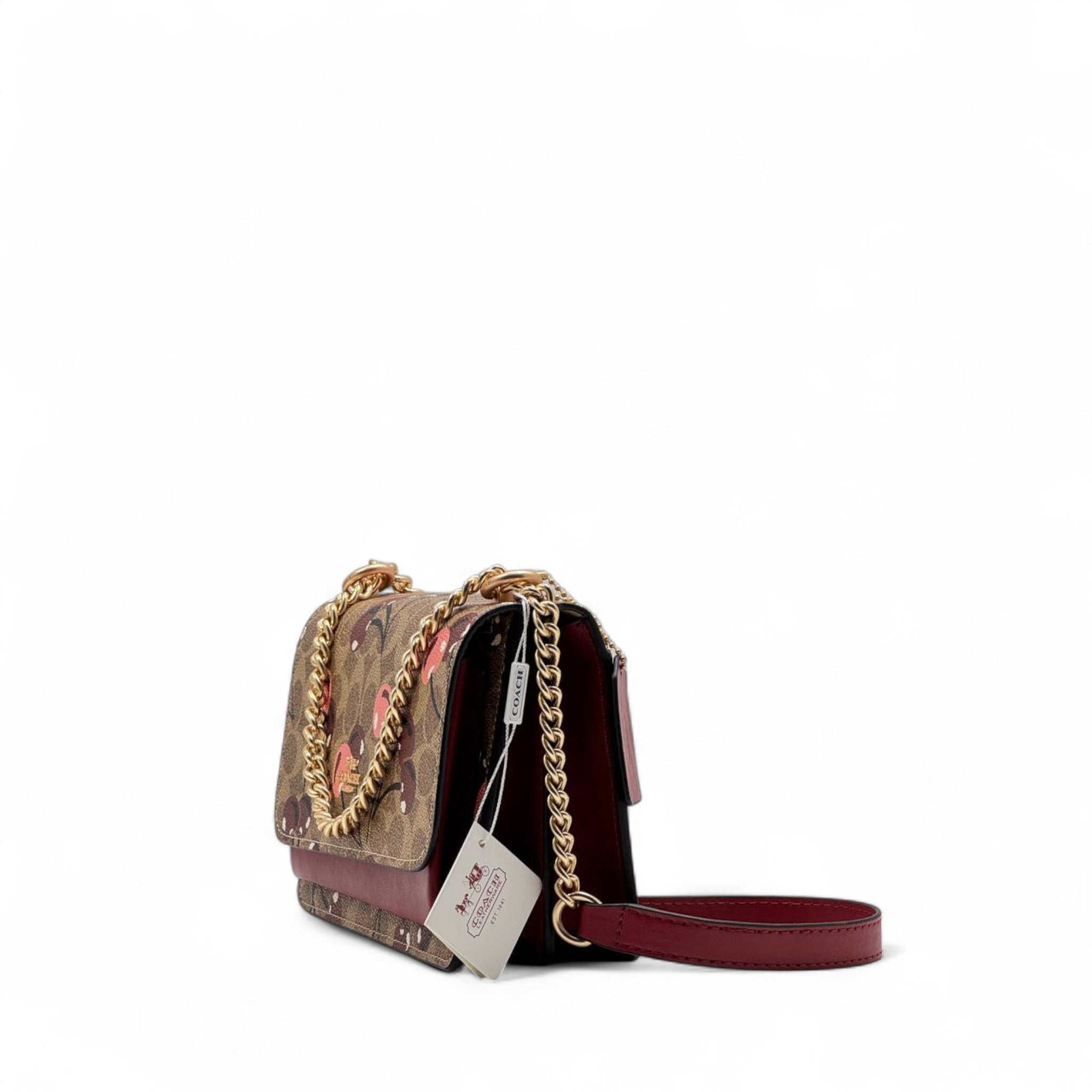Coach Signature Cherry Print Chain Shoulder Bag – Sweet & Sleek 🍒💫