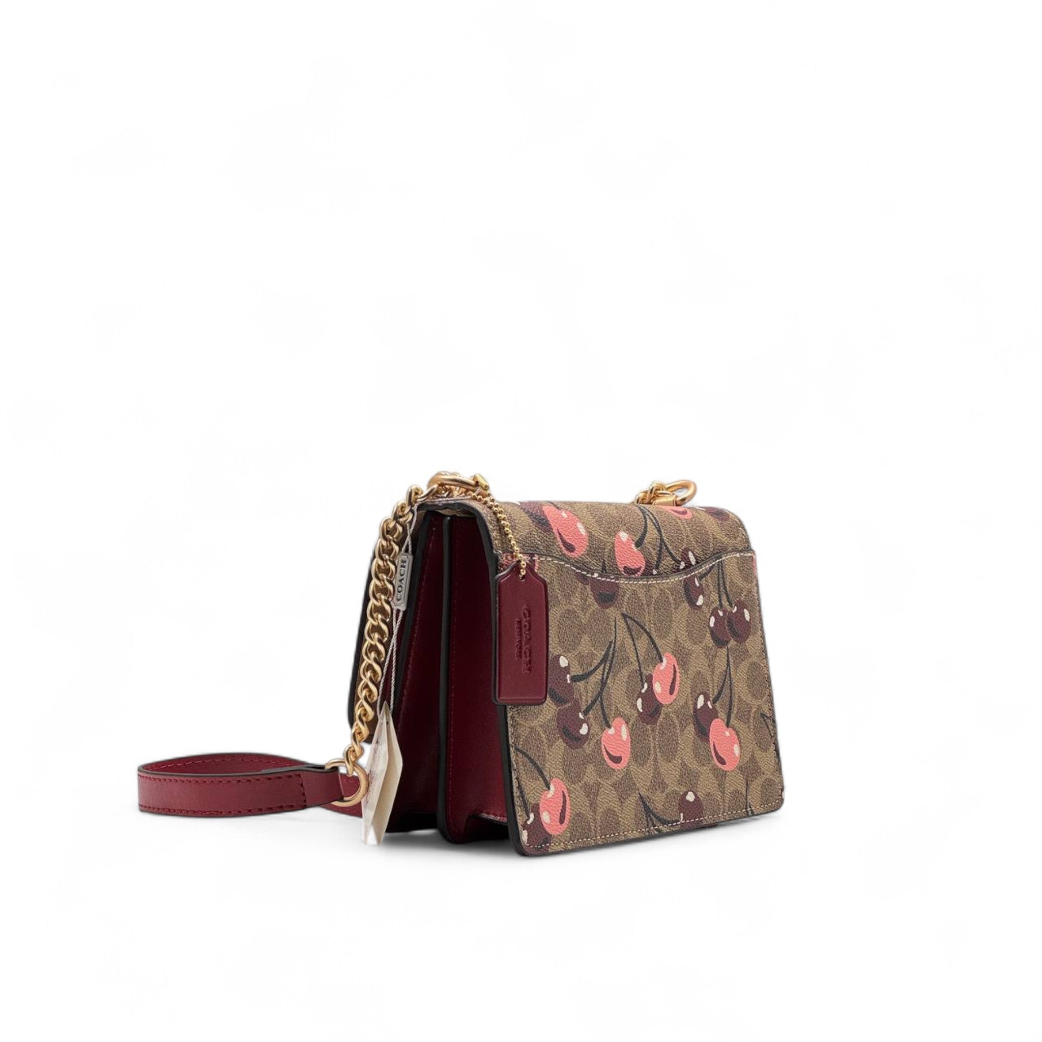 Coach Signature Cherry Print Chain Shoulder Bag – Sweet & Sleek 🍒💫