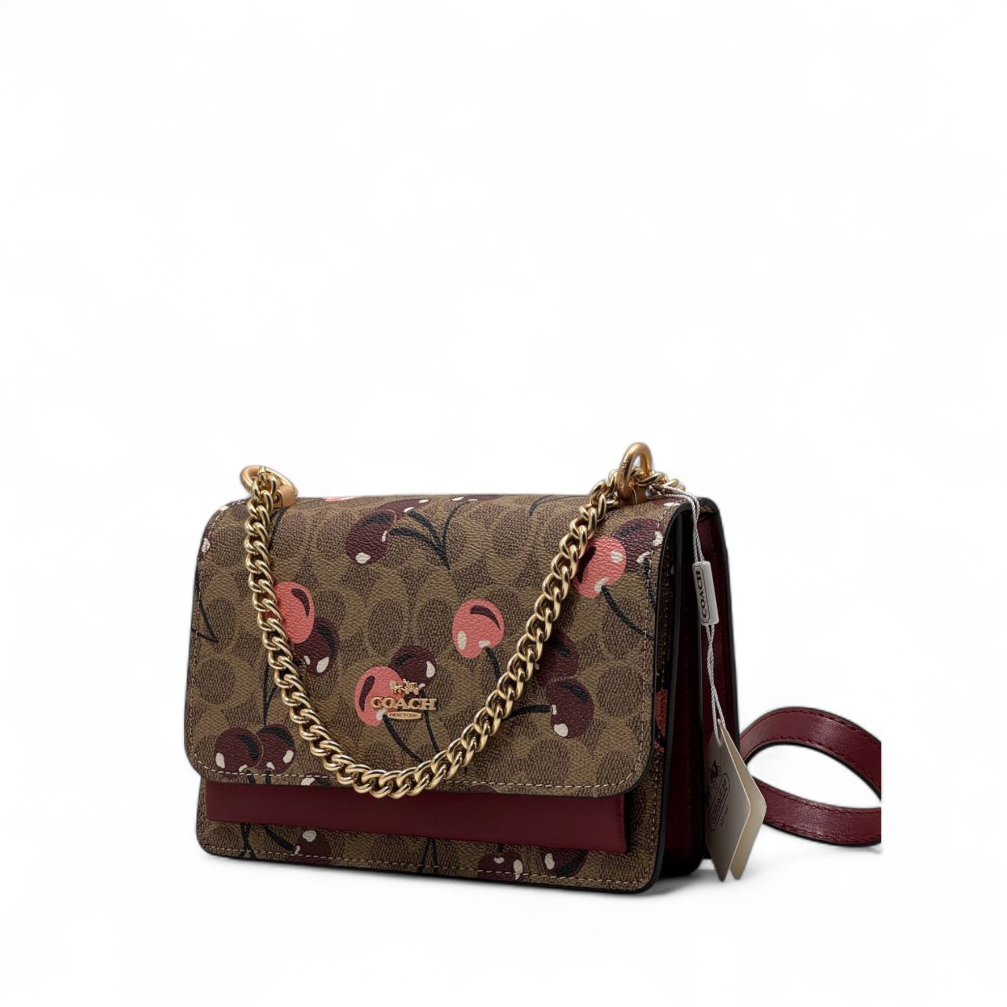 Coach Signature Cherry Print Chain Shoulder Bag – Sweet & Sleek 🍒💫