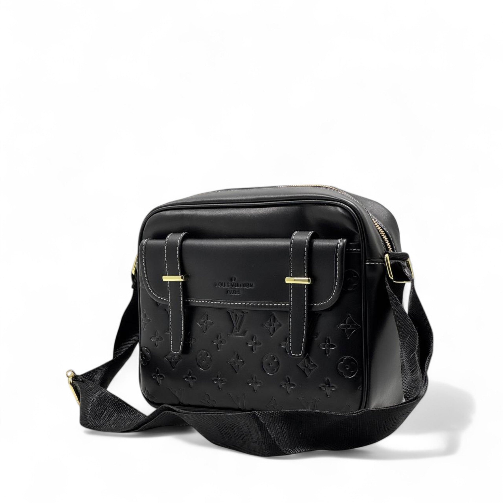 Louis Vuitton Embossed Leather Crossbody – Urban Black Edition 🖤🎒