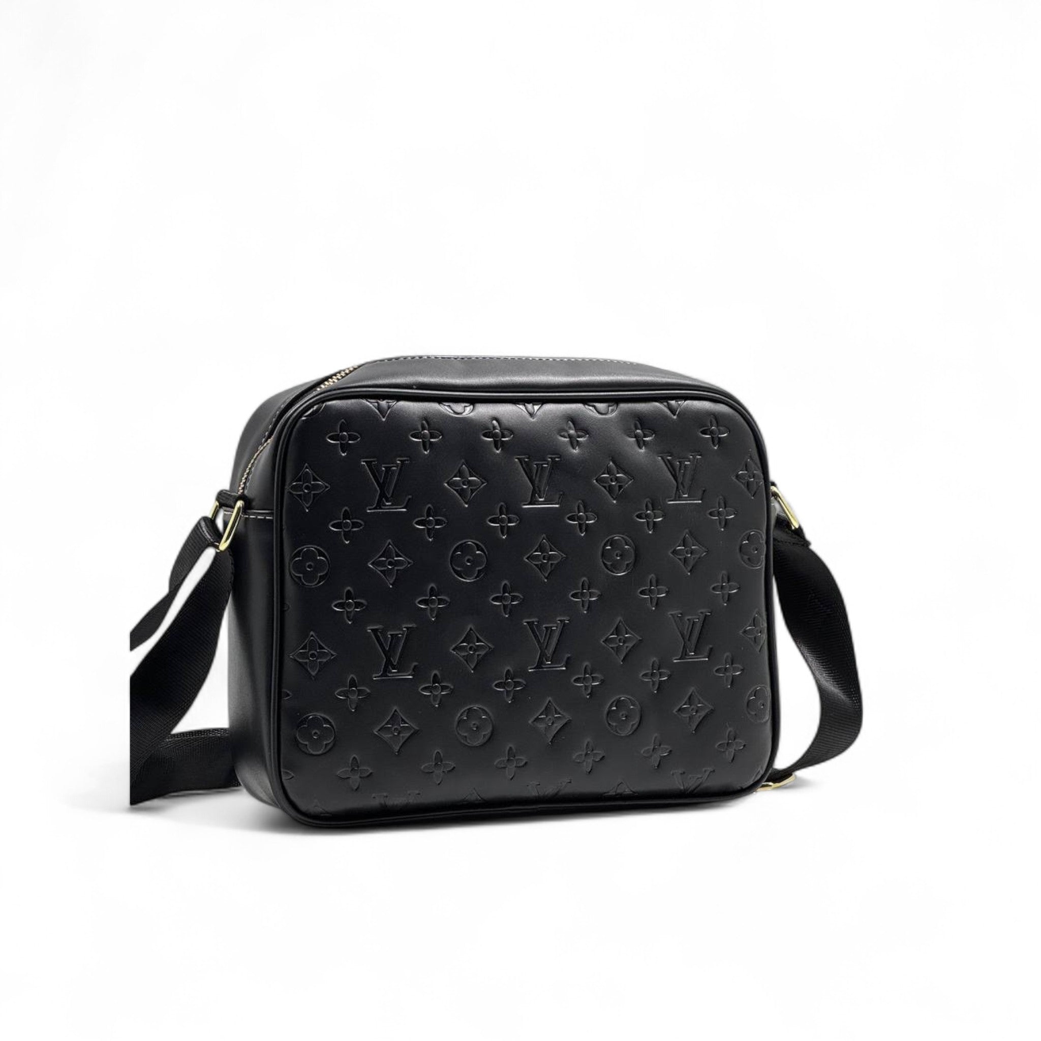 Louis Vuitton Embossed Leather Crossbody – Urban Black Edition 🖤🎒