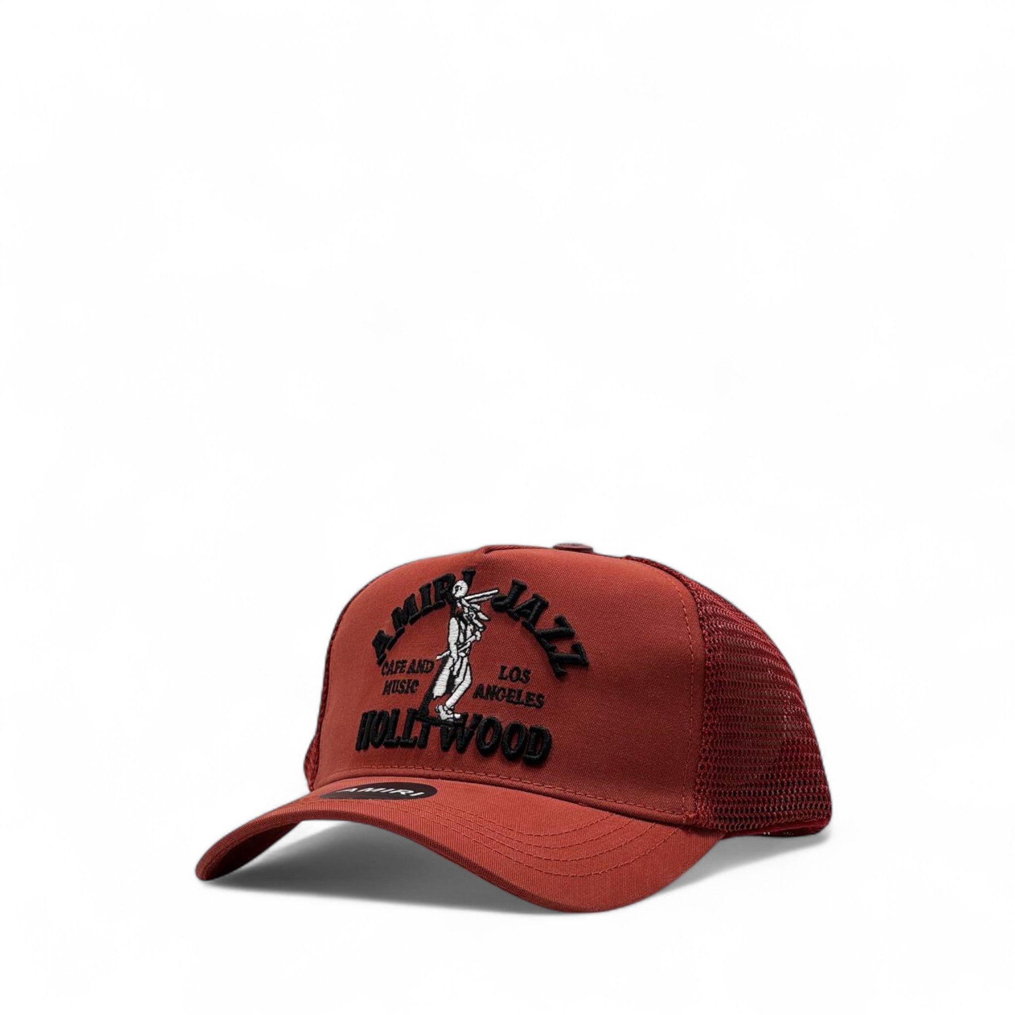 Amiri Jazz Café Hollywood Trucker Cap – Deep Red 🎷🔥