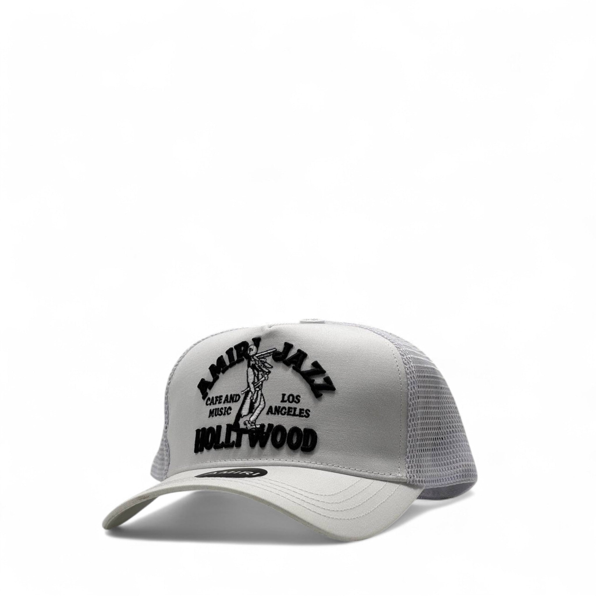 Amiri Jazz Café Hollywood Trucker Cap – White & Black 🕊️🎷