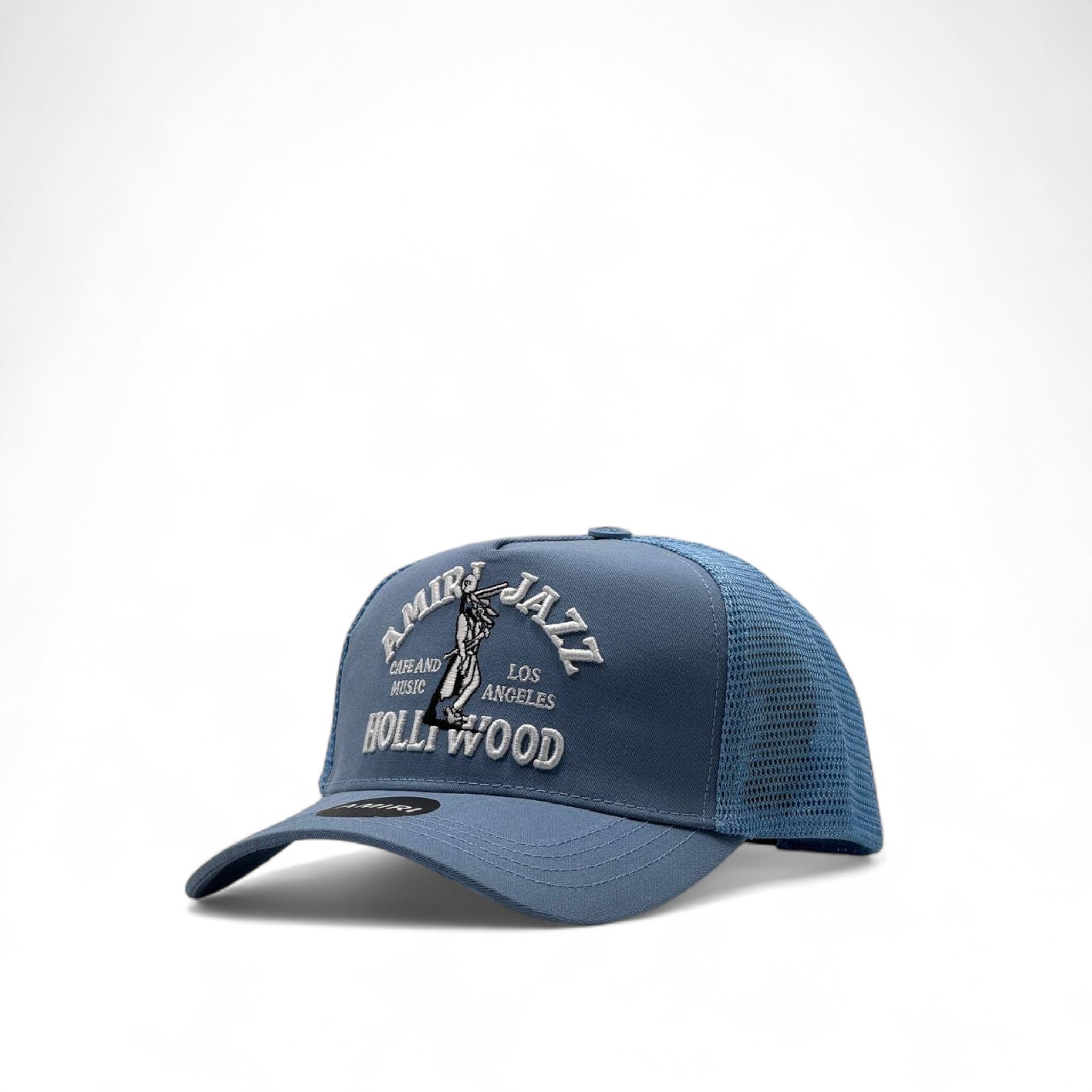 Amiri Jazz Café Hollywood Trucker Cap – Blue Melody Edition 🎷💙