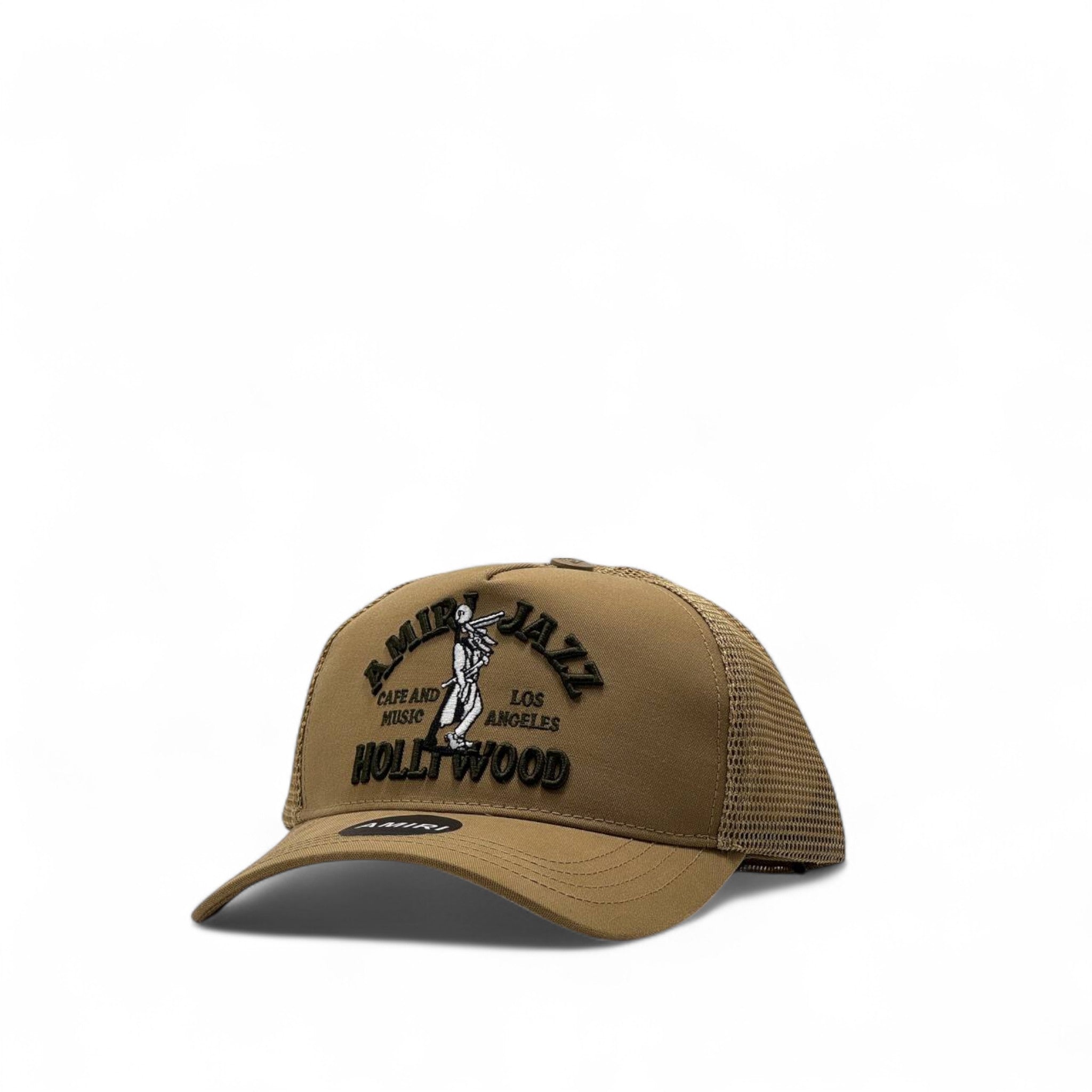 Amiri Jazz Café Hollywood Trucker Cap – Brown Rhythm Edition 🎷🤎