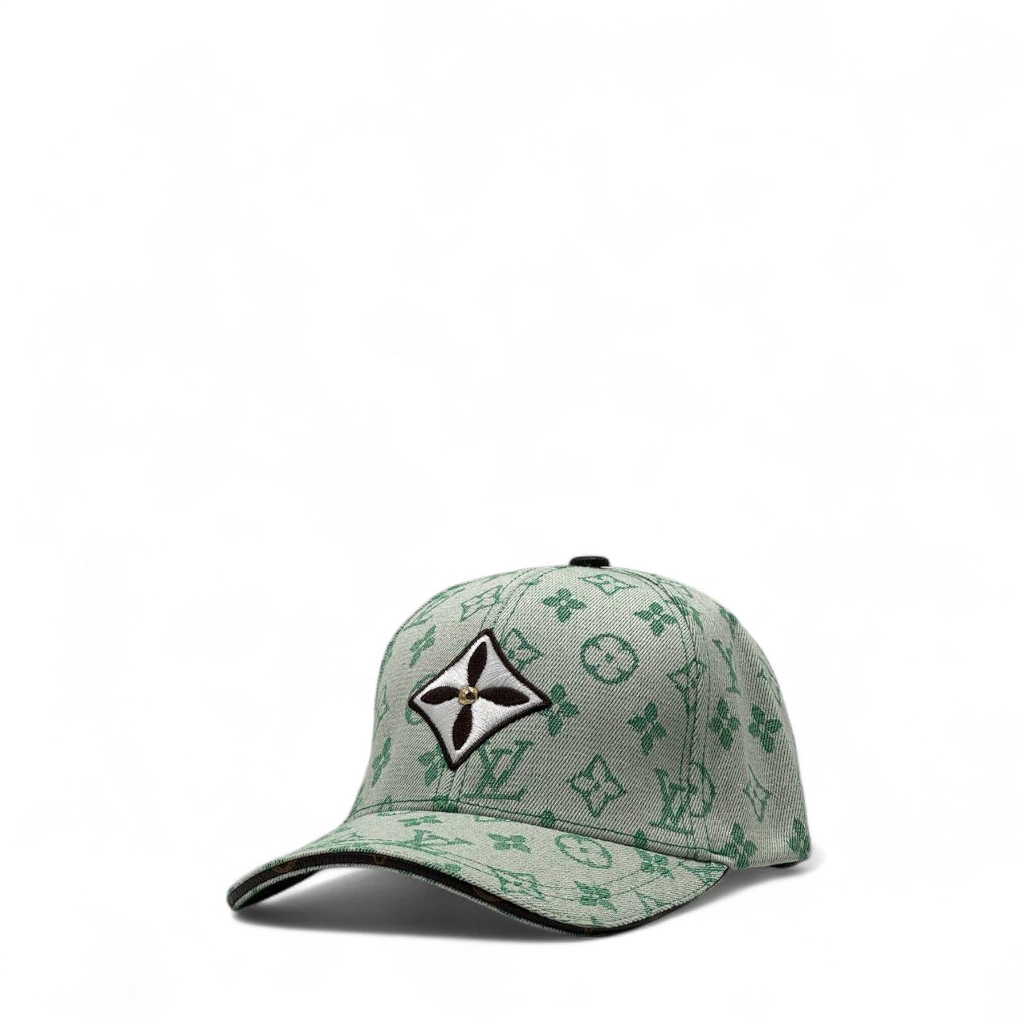 Louis Vuitton Green Monogram Denim Cap – Star Patch Accent 💚🧢