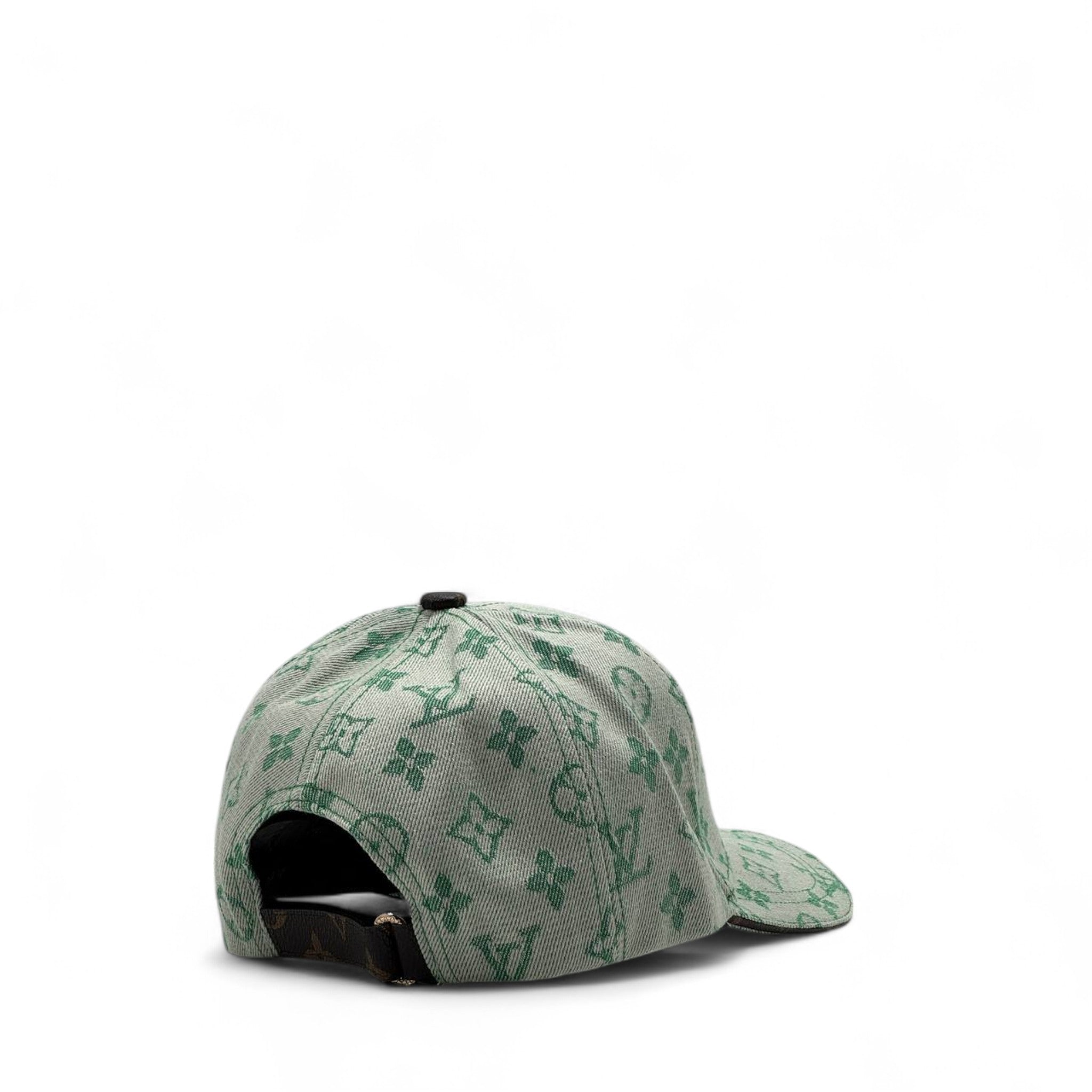 Louis Vuitton Green Monogram Denim Cap – Star Patch Accent 💚🧢