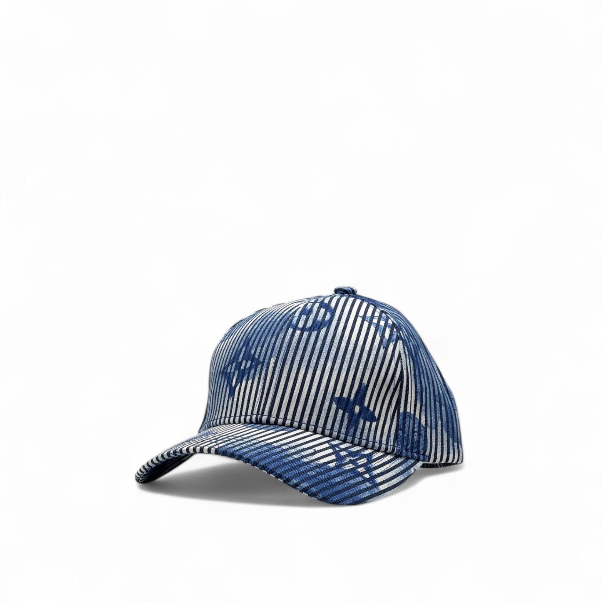 Louis Vuitton Blue Striped Monogram Cap – Denim Art Edition 💙🧢