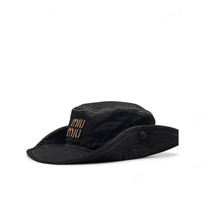 👒 Miu Miu Black Denim Hat – High-Fashion Meets Street Edge 🖤👠