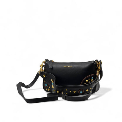 👜 Miu Miu Black Studded Shoulder Bag – Edgy Glamour, Italian Craft 💎🇮🇹