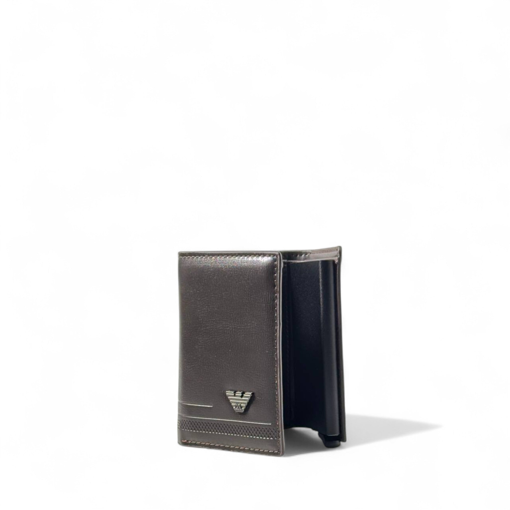 Emporio Armani Brown Leather Card Wallet – Iconic Eagle Edition