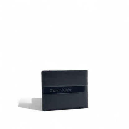 Calvin Klein Black Leather Wallet – Embossed Band Signature Edition
