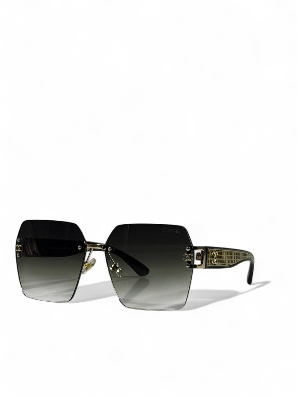 Chanel Square Luxe Sunglasses 🖤 | Unisex Gold Accent Rimless Eyewear