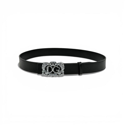 🖤 Dolce & Gabbana Black Leather Belt Ornate DG Buckle  | Luxury Men’s Belt