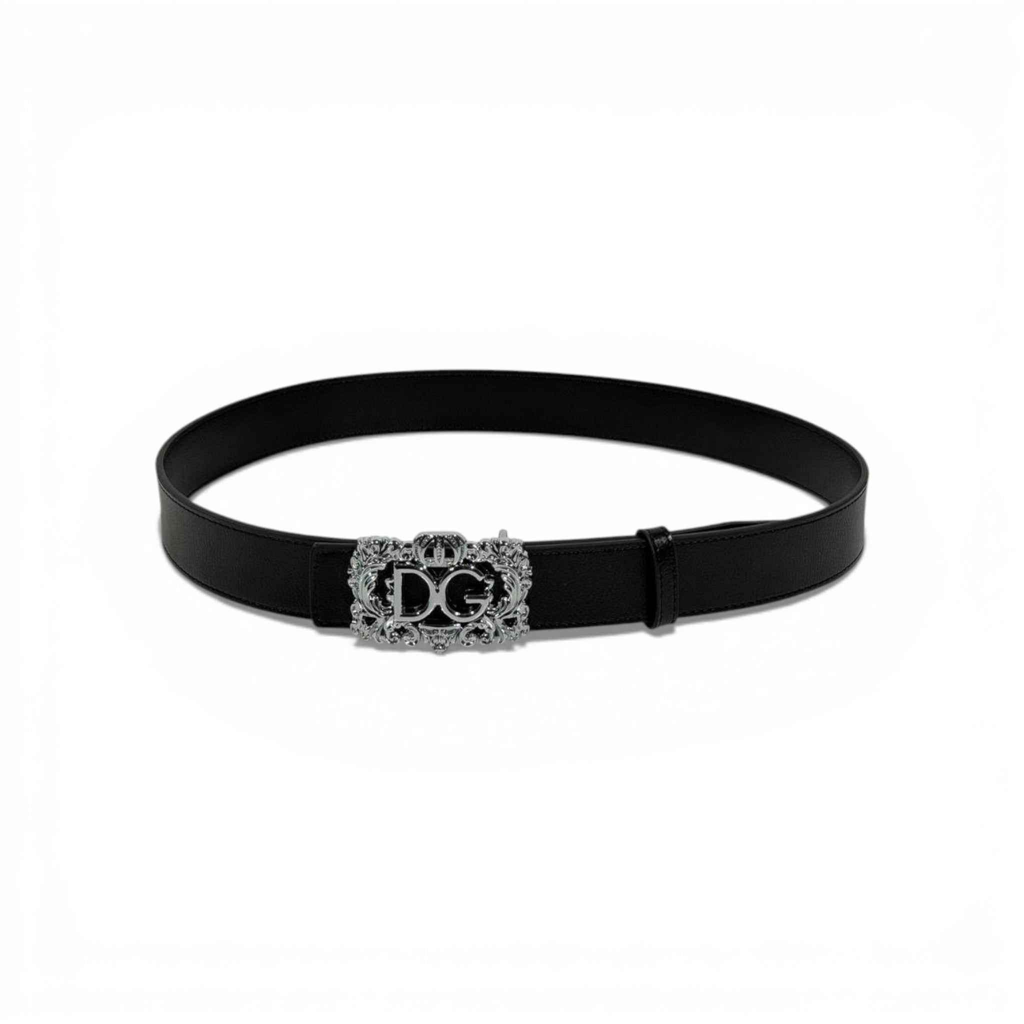 🖤 Dolce & Gabbana Black Leather Belt Ornate DG Buckle  | Luxury Men’s Belt