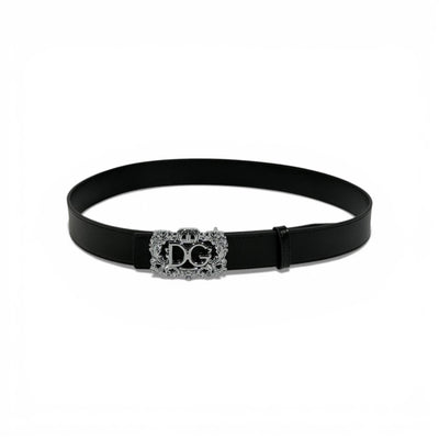 🖤 Dolce & Gabbana Black Leather Belt Ornate DG Buckle  | Luxury Men’s Belt