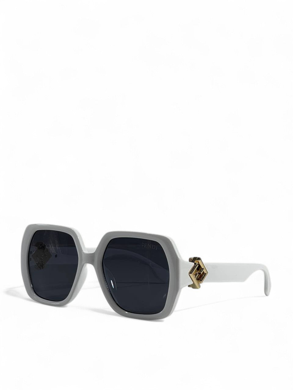 🤍 Fendi White Iconic Square Sunglasses – Gold Accent Edition