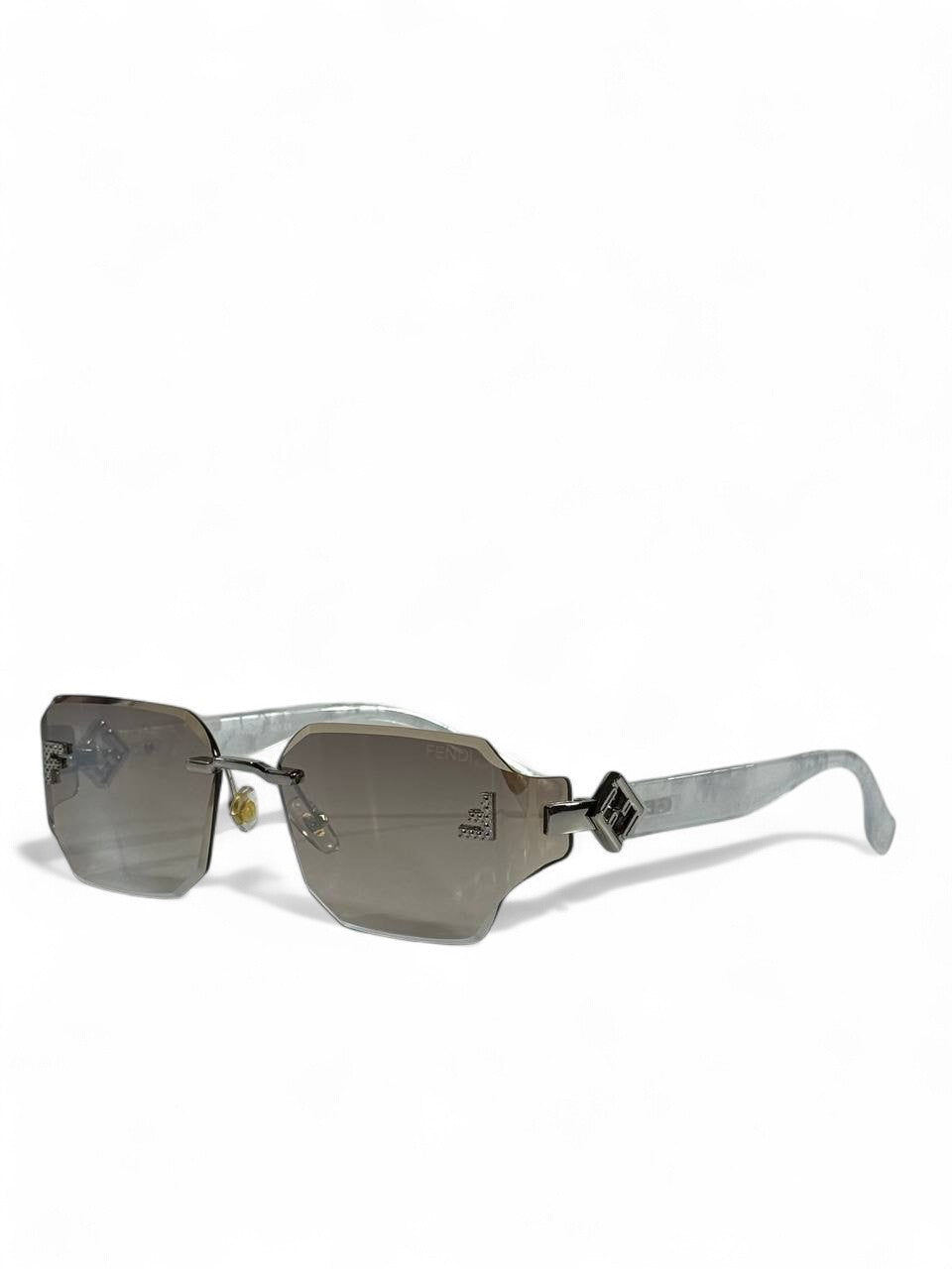 🤍 Fendi Silver Rimless Geometric Sunglasses – Icon Edition