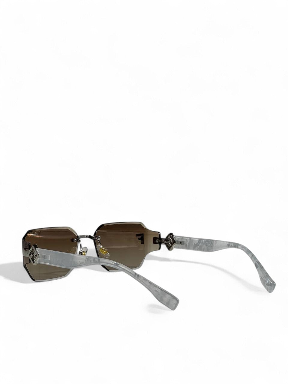🤍 Fendi Silver Rimless Geometric Sunglasses – Icon Edition
