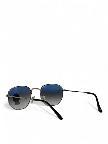 🕶️ Ray-Ban Hexagonal Metal Sunglasses – Silver Blue Gradient Edition