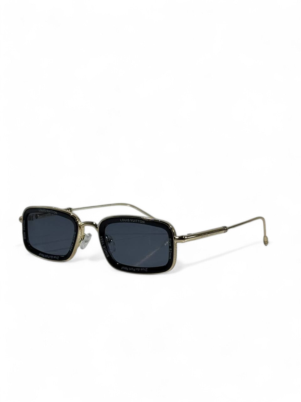 🕶️ Louis Vuitton Rectangular Frame Sunglasses – Black & Gold Edition
