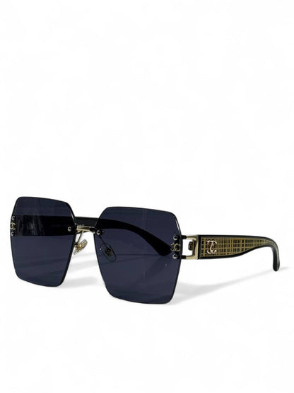 🖤 Chanel Square Rimless Sunglasses – Gold Accent Edition